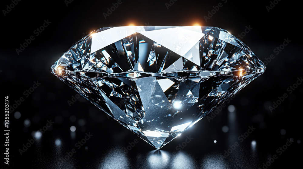 Brilliant Shiny Diamond Gemstone on Black Background - Luxury, Elegance, and Perfection Brilliant Shiny Diamond Gemstone on Black Background - Luxury, Elegance, and Perfection