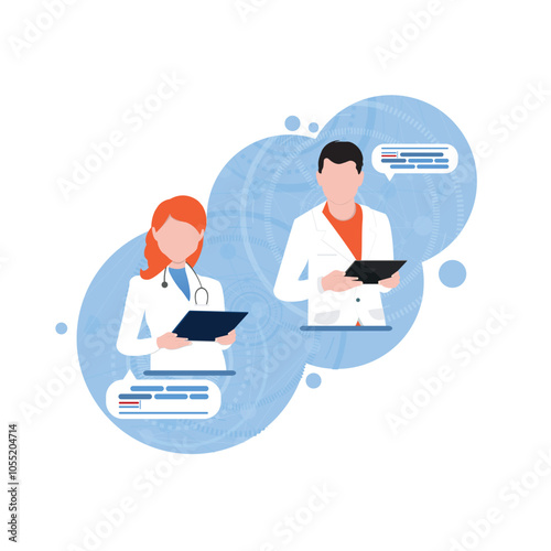 The work of doctors. Consultation. Vector graphics.