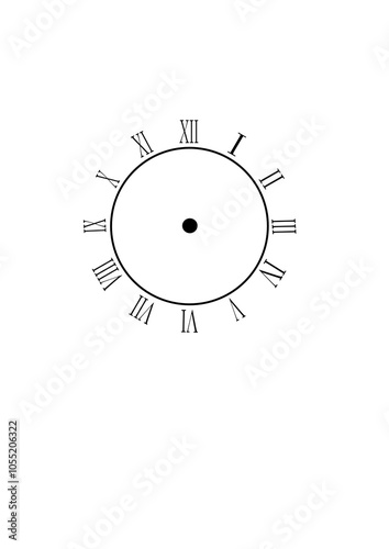 Analog clock. The clock hands are slowly scrolling. Roman numerals on the clock face
