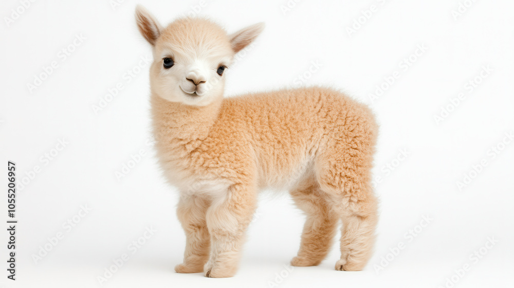 charming 4 month old baby llama with soft, fluffy fur, standing gracefully. This adorable creature exudes playful and curious spirit, perfect for animal lovers charming 4 month old baby llama with soft, fluffy fur, standing gracefully. This adorable creature exudes playful and curious spirit, perfect for animal lovers
