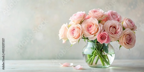 Bouquet of soft pink roses in a delicate glass vase, flowers, arrangement, beautiful, elegant, romantic, feminine