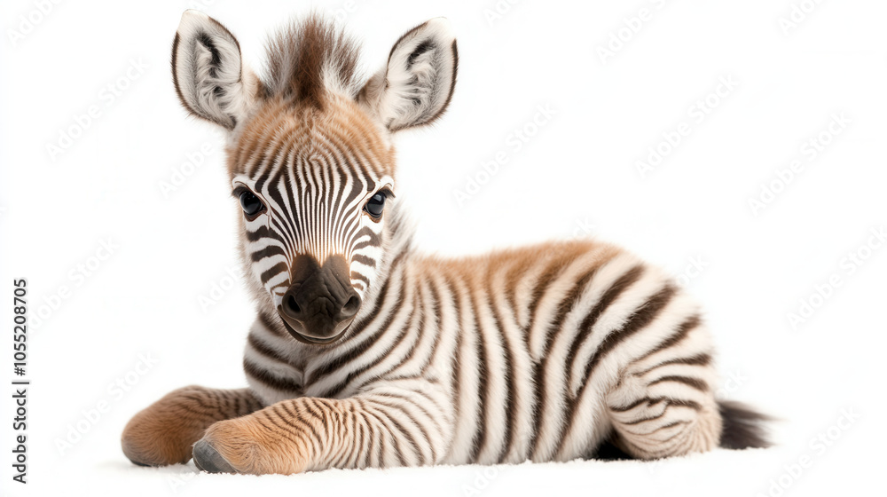 Cute 4 month old baby zebra with striking stripes, lying down peacefully. This adorable animal showcases its unique pattern and playful demeanor, perfect for wildlife enthusiasts Cute 4 month old baby zebra with striking stripes, lying down peacefully. This adorable animal showcases its unique pattern and playful demeanor, perfect for wildlife enthusiasts