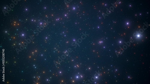 Bright stars move across the night sky