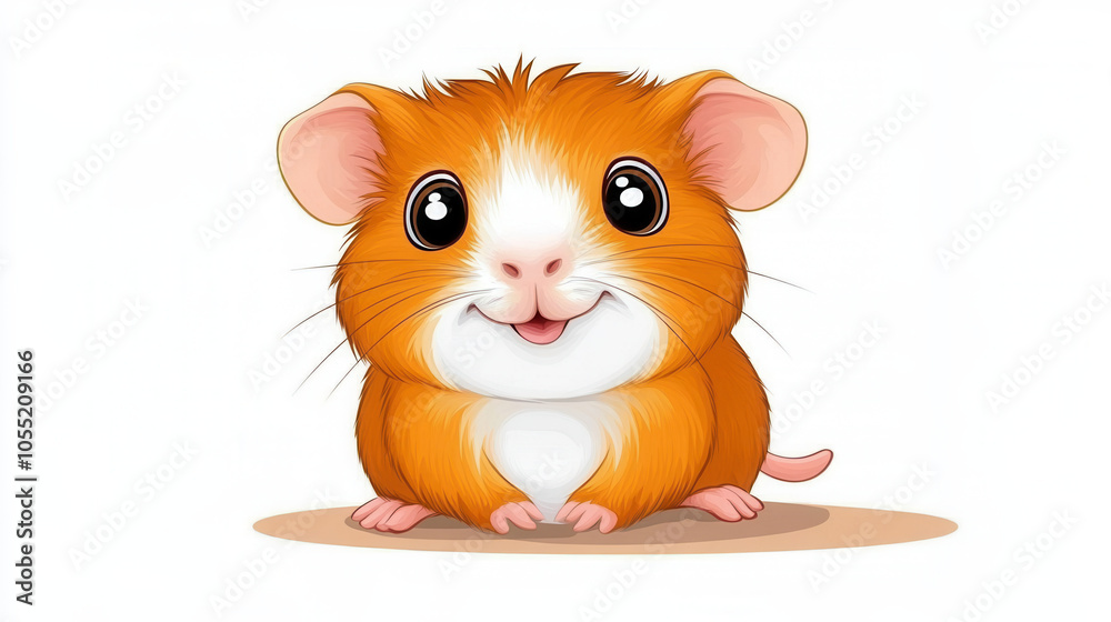 Cute and cheerful cartoon guinea pig with bright eyes and fluffy fur, showcasing its playful nature and adorable expression. Perfect for animal lovers and children illustrations Cute and cheerful cartoon guinea pig with bright eyes and fluffy fur, showcasing its playful nature and adorable expression. Perfect for animal lovers and children illustrations