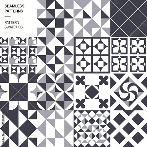 Geometric Seamless Patterns., pattern swatches included for illustrator user, pattern swatches included in file, for your convenient use.