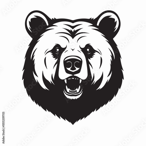 Stylized bear head icon vector. Stylized bear head. Vector silhouette black color isolated .