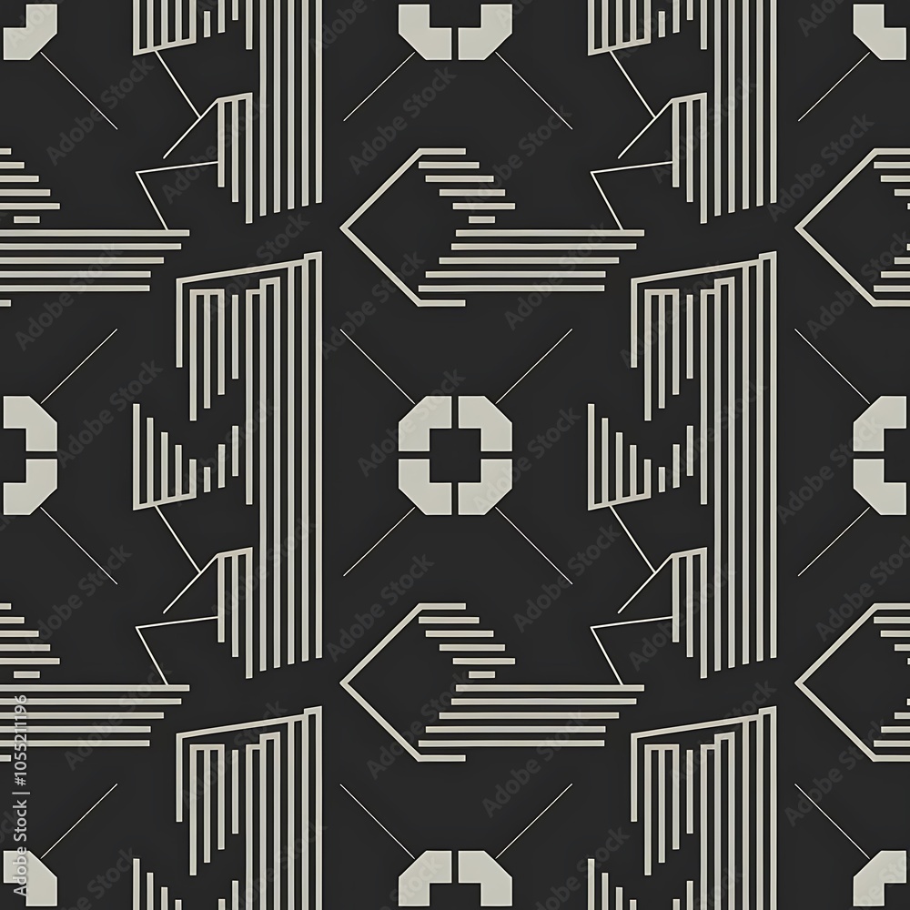 Fototapeta premium Abstract geometric line and square seamless pattern. Vector illustration for modern design. Black, white color.