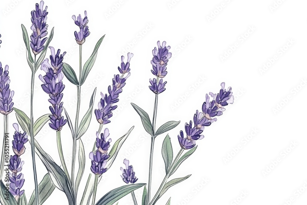 Naklejka premium Beautiful and realistic botanical illustration of lavender flowers, perfect for adding a touch of nature to any design