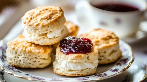 Freshly Baked Scones with Cream and Jam