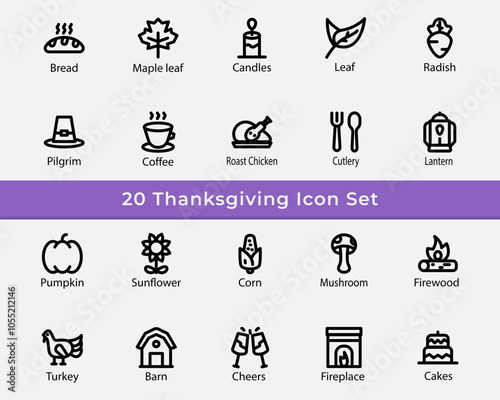 thanksgiving icon set element