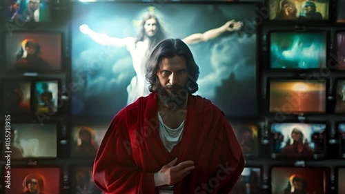 Abstract video background with digital shapes, futuristic elements and patterns. Concept of future technologies and artificial intelligence.