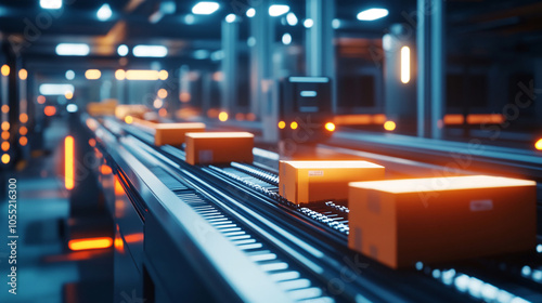 Wallpaper Mural Cardboard boxes on conveyor rollers ready to be shipped by courier for distribution.
 Torontodigital.ca