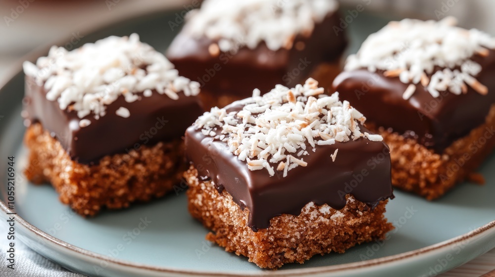 Close-Up of Chocolate and Coconut Squares Close-Up of Chocolate and Coconut Squares