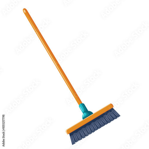 Broom. Cleaning brush. Vector illustration isolated on white background.