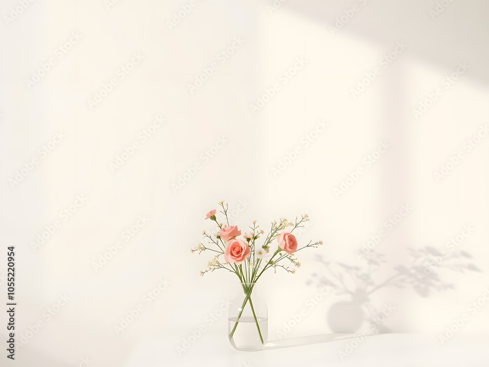 A vase of pink flowers sits on a table in front of a window A vase of pink flowers sits on a table in front of a window