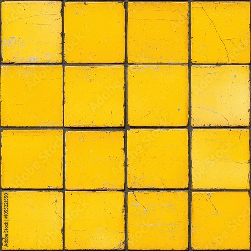A grid of yellow tiles arranged in a uniform pattern, showcasing a bright and cheerful aesthetic.