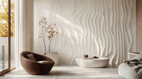 Calming Rhythms expressed through soft, flowing textures resembling water, using a calming color palette to enhance wellness