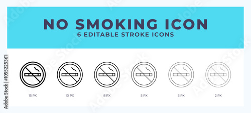 No smoking icon with editable stroke. Outline icon vector illustration.
