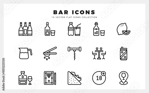 15 Bar Lineal icons pack. vector illustration.