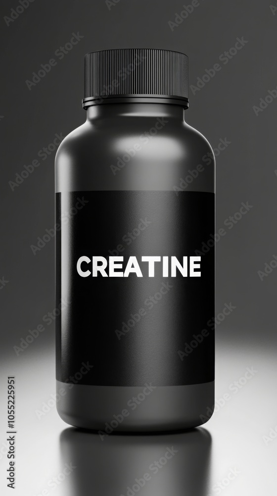 protein bottle creatine on a gray background. protein bottle creatine on a gray background.