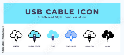 Usb cable icon set pack vector illustration.