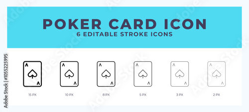 Poker card icon with different stroke. Editable stroke. Vector illustration.