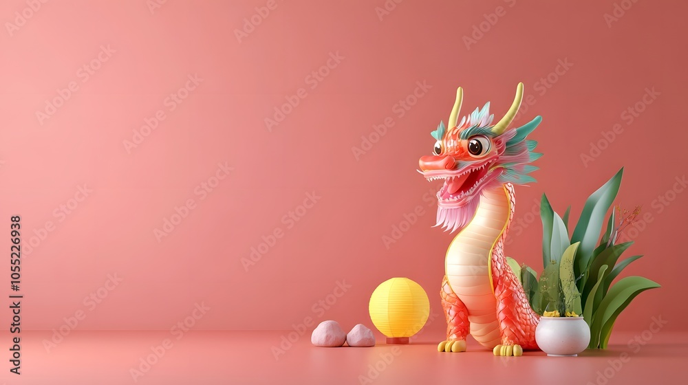 Vibrant dragon figure with decorative elements Vibrant dragon figure with decorative elements