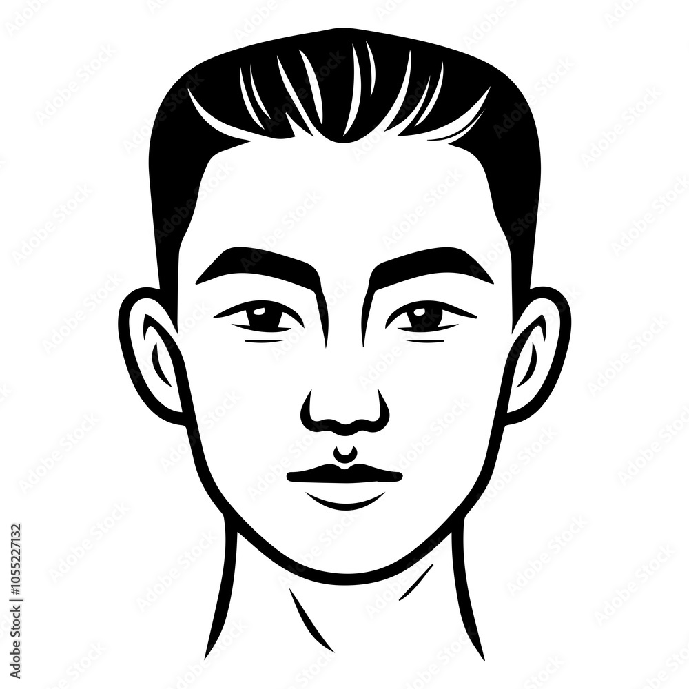Detailed black and white vector portrait of a man with distinct facial features Detailed black and white vector portrait of a man with distinct facial features