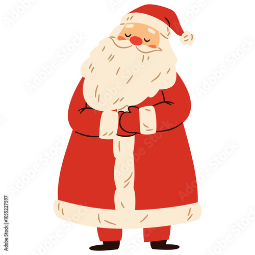 Flat vector illustration in children's style. Happy Sweet Santa on white background. Vector illustration