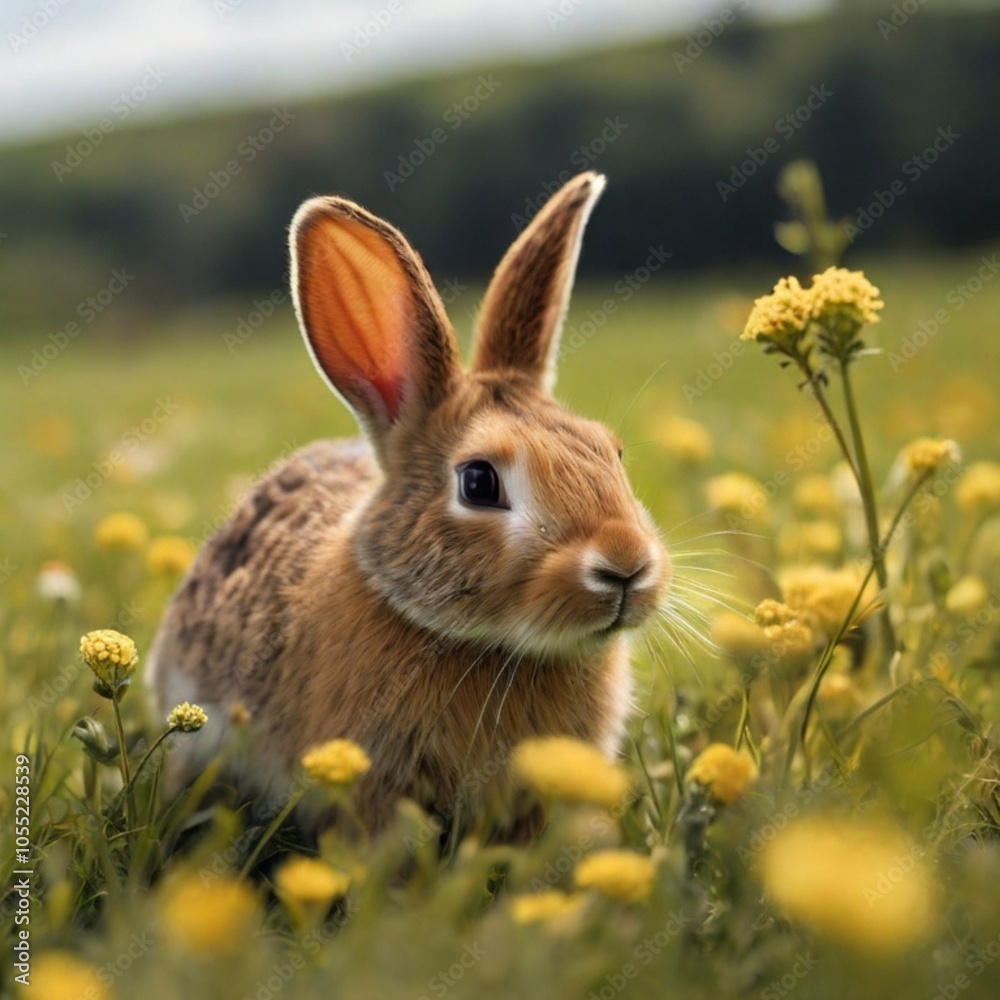 Fototapeta premium Rabbit in the grass on the lawn.
