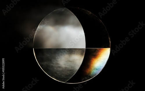 Soft clouds with beams of rainbow light and subtle sparkles, evoking a mystical, otherworldly feel