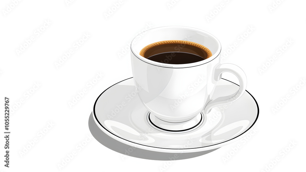 Classic coffee cup with saucer illustration. Generative AI Classic coffee cup with saucer illustration. Generative AI