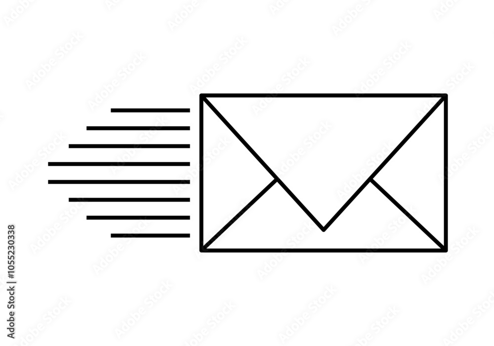 Icono negro de sobre de carta con velocidad Icono negro de sobre de carta con velocidad