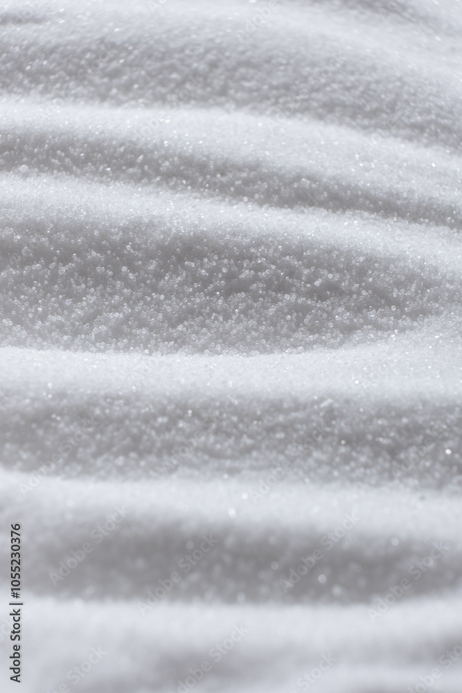 Natural white food salt fine grind, top view Natural white food salt fine grind, top view