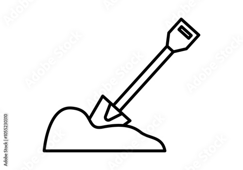 Icono negro de pala cavando en montón de tierra