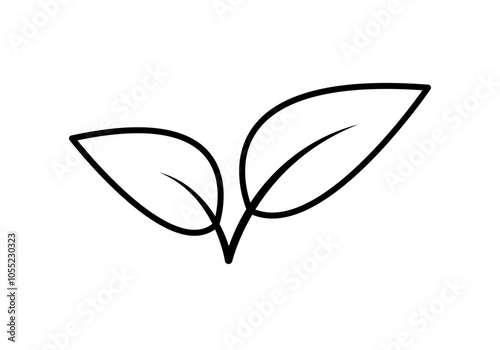 Icono negro de brote de planta con dos hojas