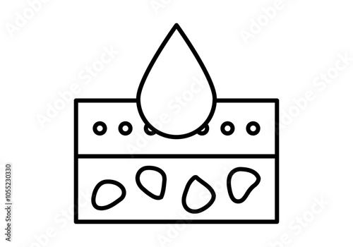 Icono negro de suelo con sustrato y gota de agua regándose 