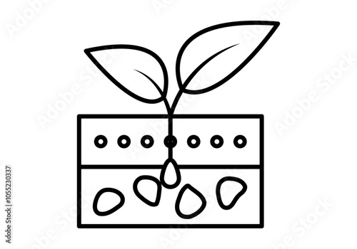 Icono negro de planta con semilla en suelo