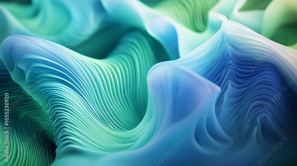 Abstract Wavy Pattern in Blue and Green Hues