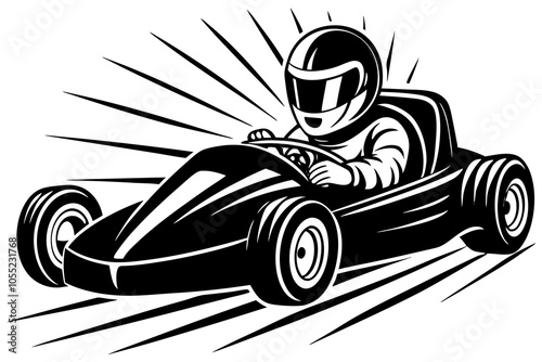 Go kart silhouette vector.