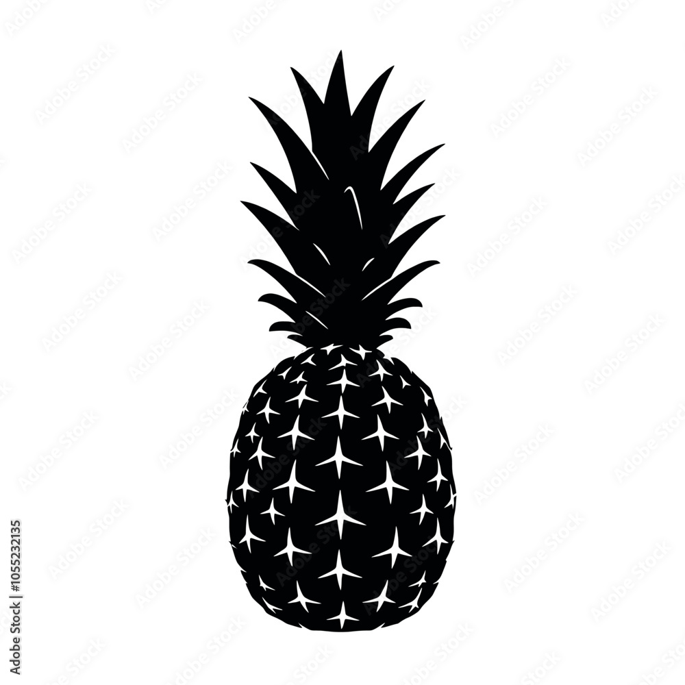 Obraz premium pineapple vector silhouette on white background, simple and minimal vector