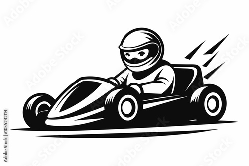 Go kart silhouette vector.