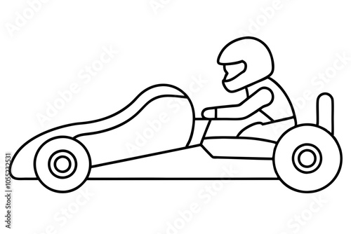 Go Kart silhouette line art.