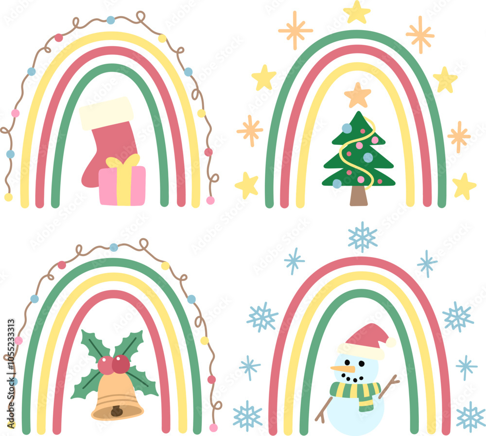Obraz premium Cute boho rainbow christmas