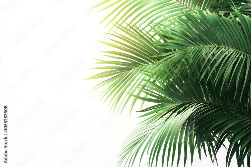 Obraz premium Palm tree leaves isolated on white background.