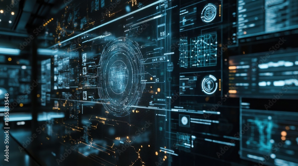 Obraz premium A digital touchscreen with IT network connections