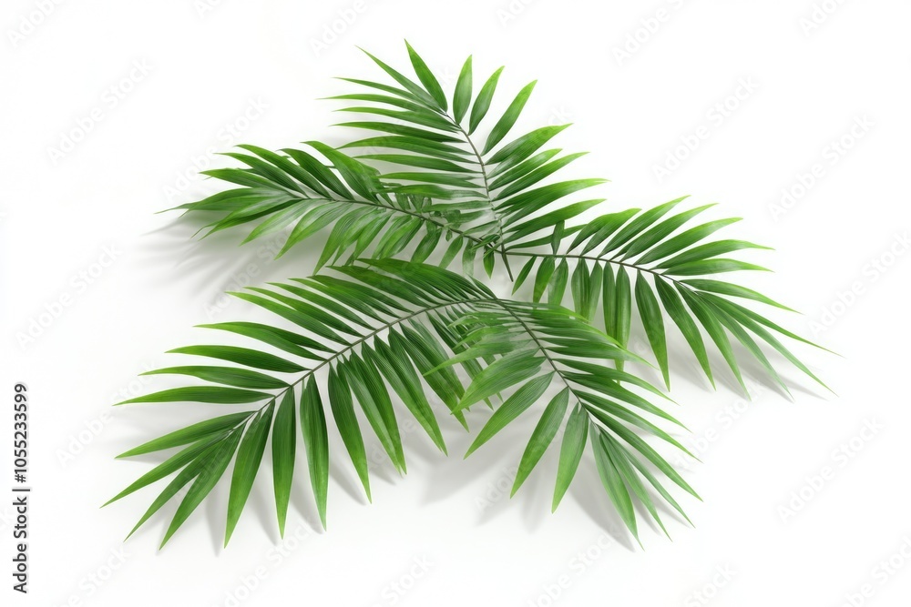 Palm tree leaves isolated on white background. Palm tree leaves isolated on white background.