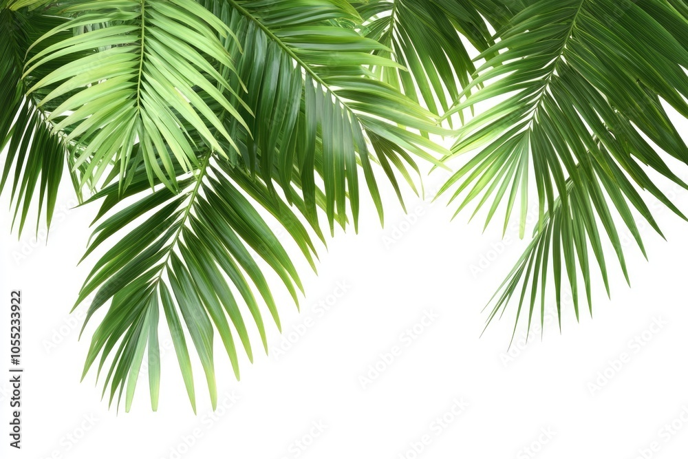 Fototapeta premium Palm tree leaves isolated on white background.