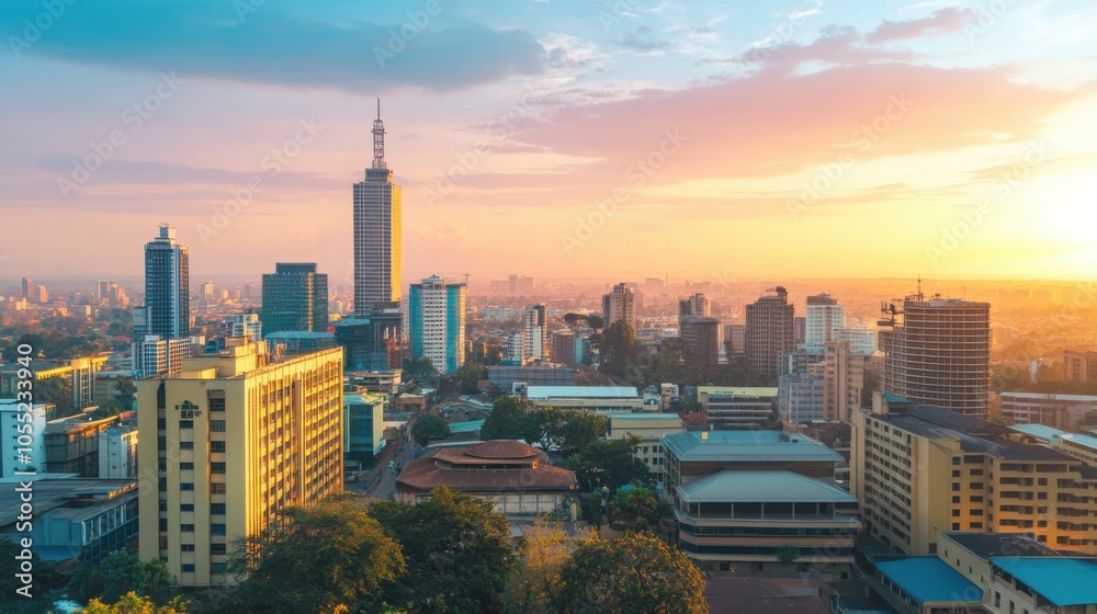 Fototapeta premium A dynamic business scene in Nairobi, featuring local startups