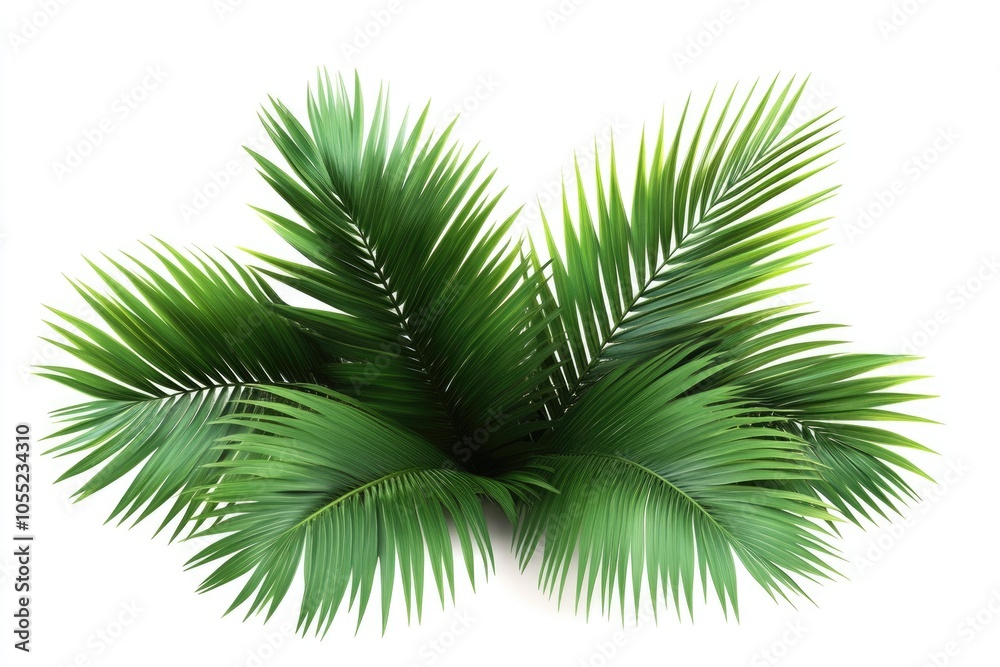 Palm tree leaves isolated on white background. Palm tree leaves isolated on white background.